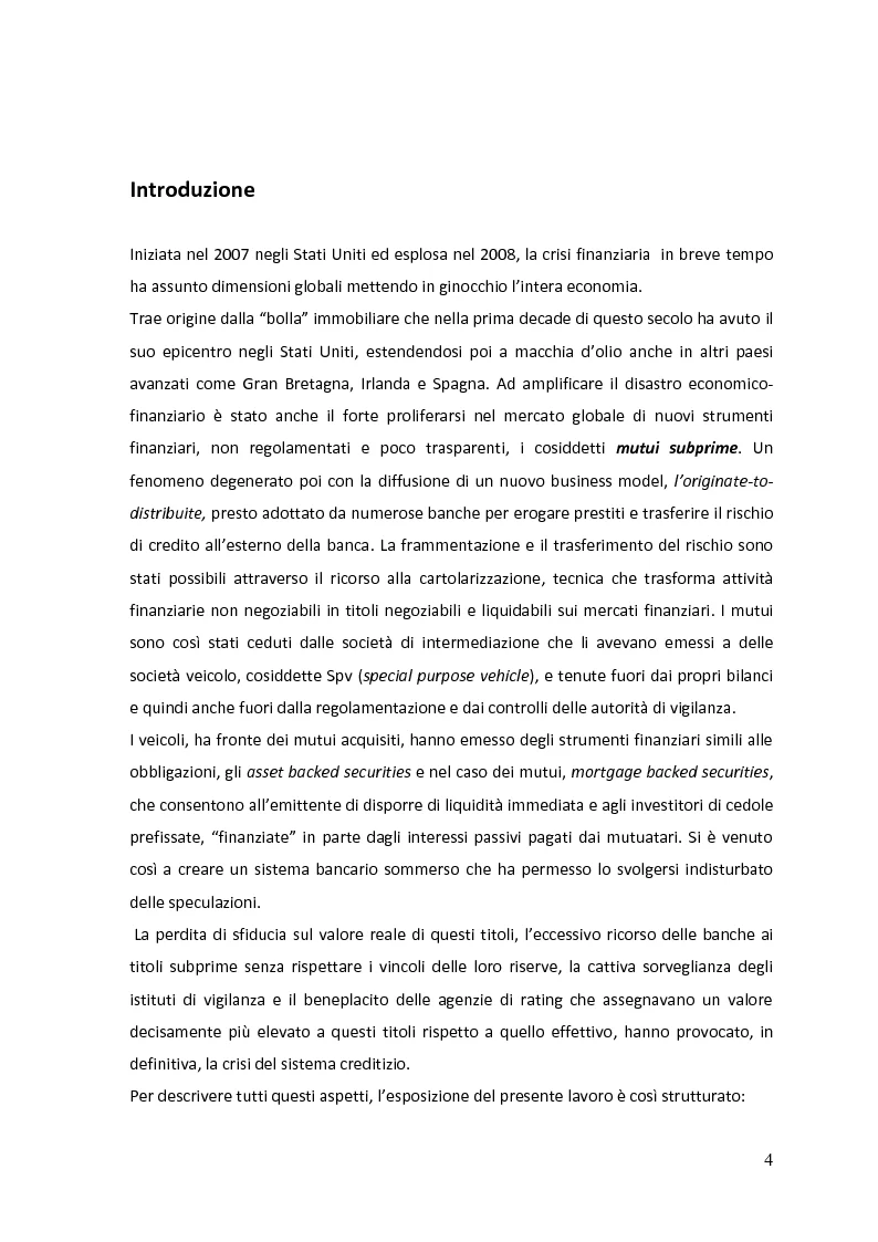 Il ruolo delle agenzie di rating nella recente crisi finanziaria - Tesi
